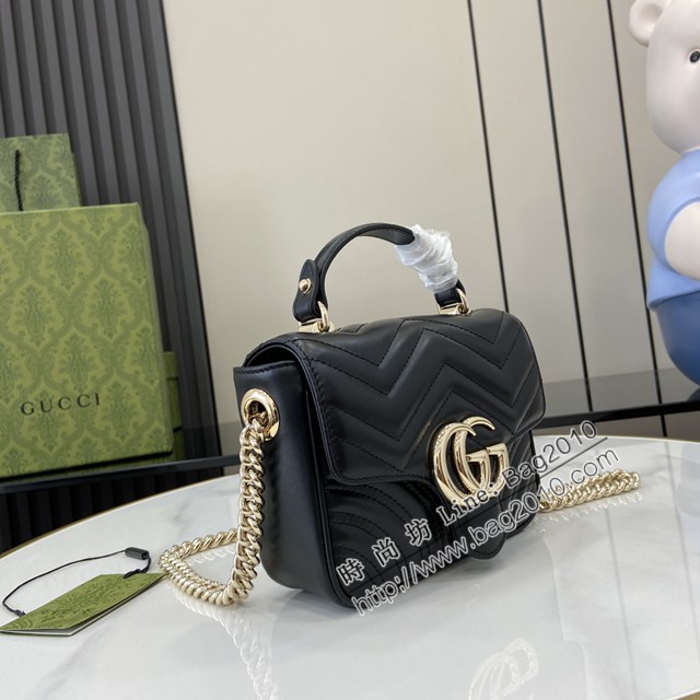 Gucci專櫃古馳最新款Marmont系列迷你原廠皮手提包女士鏈條肩背包 jh2439型號：811238
